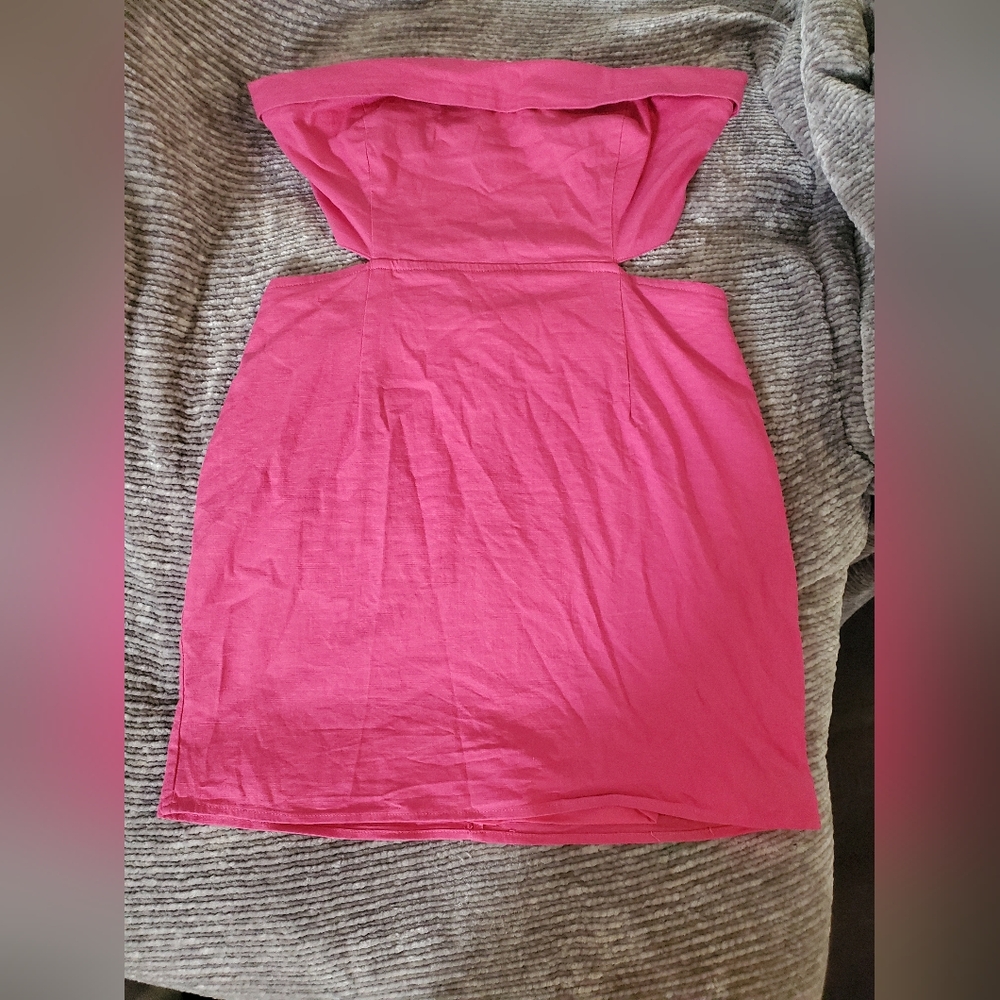 Sky To Moon Pink Strapless Cut Out Dress Large